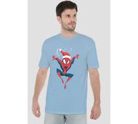 Spider Man Men's Holiday Outfit T-Shirt Light Blue | Size: 2XL Spider Man Light Blue 2XL