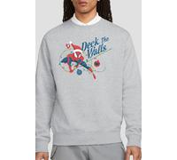 Spider Man Men's Spiderman Deck the Walls Sweatshirt Light Grey | Size: 2XL Spider Man Light Grey 2XL