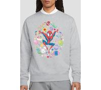 Spider Man Men's Spiderman Easter Circle Sweatshirt Light Grey | Size: 2XL Spider Man Light Grey 2XL
