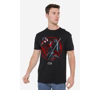 Spider Man Men's Spiderman Miles Morales Leap T-Shirt Black | Size: Large Spider Man Black L