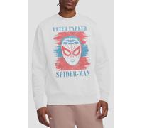 Spider Man Men's Spiderman Peter Parker Stripes Sweatshirt White | Size: Large Spider Man White L
