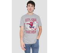 Spider Man Men's Valentine'S Day Stick Together T-Shirt Grey | Size: XL Spider Man Grey XL