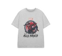 Spider-Man Miles Morales Boys Grey T-Shirt | Marvel Graphic Short-Sleeved Tee for Kids | Miles Jumping Spiderman Graphic Design | Officially Licensed Superhero Merchandise Apparel