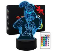 Spider-Man Night Light Kids, 3D Spider Man Lights 16 Colors Changing Remote Control, Cool Toys for Boys Room Decor, Party Christmas Birthday Favours Gifts for Kids Girls Boys