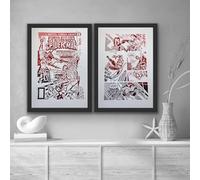 Spider-Man Set of 2 Comic Cover & Comic Strip Prints, Spiderman, Comic Book Print, Comic Book Picture, Foil Print, Gifts For Him, Gifts For Kids, Wall Hangings, Gifts (A4 With Black Frame)