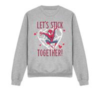 Spider Man SpiderMan Valentine's Day Stick Together Sweatshirt Light Grey | Size: Small Spider Man Light Grey S