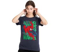 Spider-Man Wall Crawling Ladies T Shirt, Deep Navy, Medium