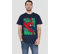 Spider Man Wall Crawling Mens T-Shirt Navy Spider Man Navy XL