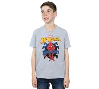 Spider-Man Web Shooting Emblem Logo T-Shirt Marvel Grey 7-8 Years