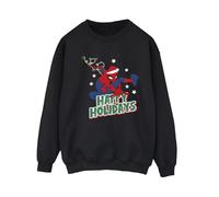 Spider-Man Women's Happy Holidays Sweatshirt in Black | Size: 4XL Spider-Man Black 4XL