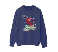 Spider-Man Women's Happy Holidays Sweatshirt in Navy | Size: 3XL Spider-Man Navy 3XL