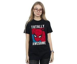 Spider-Man Women's Totally Awesome Cotton Boyfriend T-Shirt in Black | Size: Medium Spider-Man Black M
