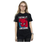 Spider-Man Women's Totally Awesome Cotton Boyfriend T-Shirt in Black | Size: Small Spider-Man Black S