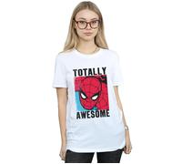 Spider-Man Women's Totally Awesome Cotton Boyfriend T-Shirt in White | Size: 2XL Spider-Man White 2XL