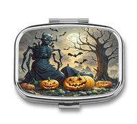 Spider Monster and Pumpkin Pill Case Travel Portable Pocket Pill Box 2 Compartment Medicine Case Large Capacity Daily Pill Cases Vitamin Organizer Medicine Organizer Small Pill Box