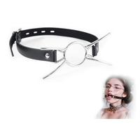 Spider Mouth Gag,Deep Throat Mouth Open GagMouth,Adjustable Leather PU Strap Oral Sex Toys, Oral Bondage Metal Ring,BDSM Oral Sex Leather Strap,Role Play Adult Sex Toys (Silvery-1)