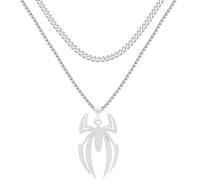 Spider Necklace for Men Women Titanium Stainless Steel Gold Silver Lightweight Fashion Anime Goth Cool Hippie Spider Man Pendant Necklace, Stainless Steel, No Gemstone