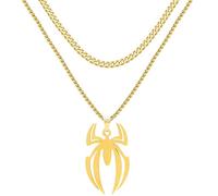 Spider Necklace for Men Women Titanium Stainless Steel Gold Silver Lightweight Fashion Anime Goth Cool Hippie Spider Man Pendant Necklace, Stainless Steel, No Gemstone