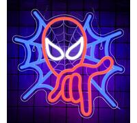 Spider Neon Sign for Wall Decor Anime LED Light Up Sign Spider Room Decor for Boys Bedroom Man Cave Game Room Party Club Chirstmas Birthday Gifts for Kids Boys Fans,Size14.2 * 13.4in(XD213)