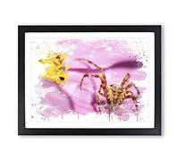 Spider on Purple Flower V3 Modern Framed Print | A4 Black Framed Wall Art | Ready to Hang | Modern Floral Picture | Living Room Bedroom Lounge Office