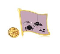 Spider Pattern Insect Cobweb Illustration Golden Metal Flag Lapel Pin Badge