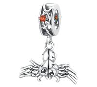 Spider Pendant Charm for Bracelets, Halloween Bracelet Jewellery Accessory | S925 Silver with Zircon, Silver Spider Shape, Chic Design for Women and Men, Birthday Party or Halloween Season