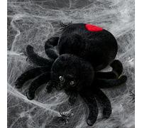 Spider Plush 9.8 Inch Decorative Big Eyes Plushie Adorable Halloween Stuffed Animals Soft Spider Warmies Stuffed Animals Funny Party Favors for for Boys and Girls, Black, Halloween