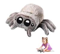 Spider Plush Toy, 7.8 inch Cute Big Eyes Spider Stuffed Animal, Cute Halloween Simulation Animal Plush, for Kids & Adults on Halloween, Christmas, and Birthdays (Brown Gray)