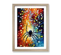 Spider Portrait Framed Print | A4 Oak Framed Wall Art | Ready to Hang | Modern Nature Picture | Living Room Bedroom Lounge Office