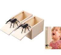 Spider Prank Scare Box, Spoofing creative prank toy spider spooks a wooden box,Wooden Spider Box,Spider Money Surprise in a Box,Pranks Stuff Toys (2Pcs)