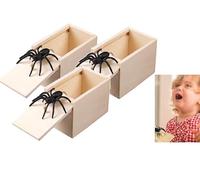 Spider Prank Scare Box, Spoofing creative prank toy spider spooks a wooden box,Wooden Spider Box,Spider Money Surprise in a Box,Pranks Stuff Toys (3Pcs)