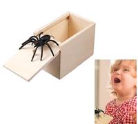 Spider Prank Scare Box, Spoofing creative prank toy spider spooks a wooden Case,Wooden Spider Pack,Spider Money Surprise in a Box,Pranks Stuff Toys (1Pc)