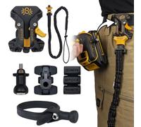Spider Pro Holster + Fall Prevention Tether + Pro Grip + Drill Pin + Adhesive Tab - Upgraded, Belt Mounted, Self Locking Holder System for Any Tool