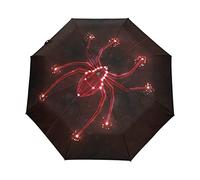 Spider Red Glow Black Umbrella Windproof Automatic Foldable Umbrells Auto Open Close for Men Women Kids