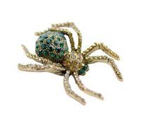 Spider Rhinestone Brooch Pin, Retro Golden Green Design for Women Halloween | Alloy Construction with Dazzling Crystal Decoration, Convenient to Wear on Dresses or Backpacks, Party and Everyday Occasions