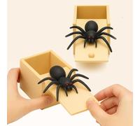 Spider Scare Prank Box - 2 Pack Wooden Surprise Joke Boxes, Classic Jump Scare Toy for Adults & Teens, Funny Gag Gift for Office, Friends, Parties, Halloween & Practical Jokes