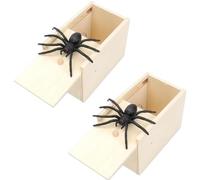 Spider Scare Prank Box, Spider In A Box Prank, Handmade Fun Joke Scarebox Toy, Pop Out Rubber Spider Handmade Wooden Scare Box, Christmas Stocking Stuffers (2Pcs)