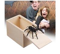 Spider Scare Prank Box,Wooden Scarebox Toy, Handcrafted Spider In Box Prank,Spider Prank Scare Box,Spider Novelty Toys Fake Spider In A Box Prank Gift For Adults Kids Halloween Fool's Day Gift(1PCS)