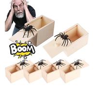 Spider Scare Prank Box,Wooden Scarebox Toy, Handcrafted Spider In Box Prank,Spider Prank Scare Box,Spider Novelty Toys Fake Spider In A Box Prank Gift For Adults Kids Halloween Fool's Day Gift(5PCS)