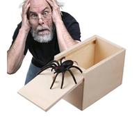 Spider Scare Prank Box,Wooden Scarebox Toy, Handcrafted Spider In Box Prank,Spider Prank Scare Box,Spider Novelty Toys Fake Spider In A Box Prank Gift For Adults Kids Halloween Fool's Day Gift(2PCS)