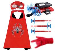 Spider Shooter, 7PCS Web Shooters for Kids with Gloves, Launcher Toy with 3 Bullets, Super Cape and Spider Mask for Boys Gift