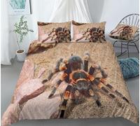 Spider Single Duvet Cover Set Reptiles Bedding Set 3D Print Soft Microfiber Quilt Covers 155x200 cm with Zipper Closure and 2 Pillowcases 50x75 cm for Kids Teens E.747