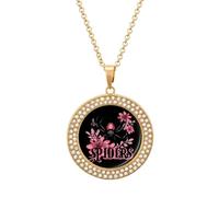 Spider Spiders Multicolored Diamond Necklace Dainty Round Pendants Jewelry for Women Golden-style