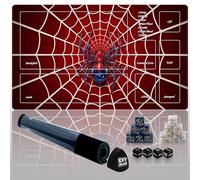 Spider TCG Playmat with Zones - Compatible with MTG & Commander - Includes Storage Tube & 16 Counter Dice (+1/+1, -1/-1, Status) - Stitched, Waterproof, Non-Slip(playmat with Zones, Spider)