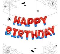Spider Theme Happy Birthday Banner Party Decorations Balloons，Red and Blue, Spiderman Birthday Decorations Superhero Themed Decorations Letters Supplies