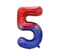 Spider Theme Number Foil Balloon, 40 Inch Aluminum Film Balloon Red Cartoon Party Decorations for Birthday Shower Anniversary Supplies (Number 5)