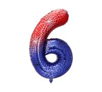 Spider Theme Number Foil Balloon, 40 Inch Aluminum Film Balloon Red Cartoon Party Decorations for Boys Birthday Baby Shower Anniversary Supplies (Number 6)