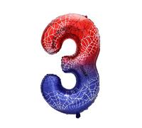 Spider Theme Number Foil Balloon, 40 Inch Aluminum Film Balloon Red Cartoon Party Decorations for Boys Birthday Baby Shower Anniversary Supplies (Number 3)