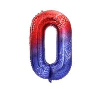 Spider Theme Number Foil Balloon, 40 Inch Aluminum Film Balloon Red Cartoon Party Decorations for Boys Birthday Baby Shower Anniversary Supplies (Number 0)