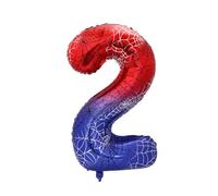 Spider Theme Number Foil Balloon, 40 Inch Aluminum Film Balloon Red Cartoon Party Decorations for Boys Birthday Baby Shower Anniversary Supplies (Number 2)